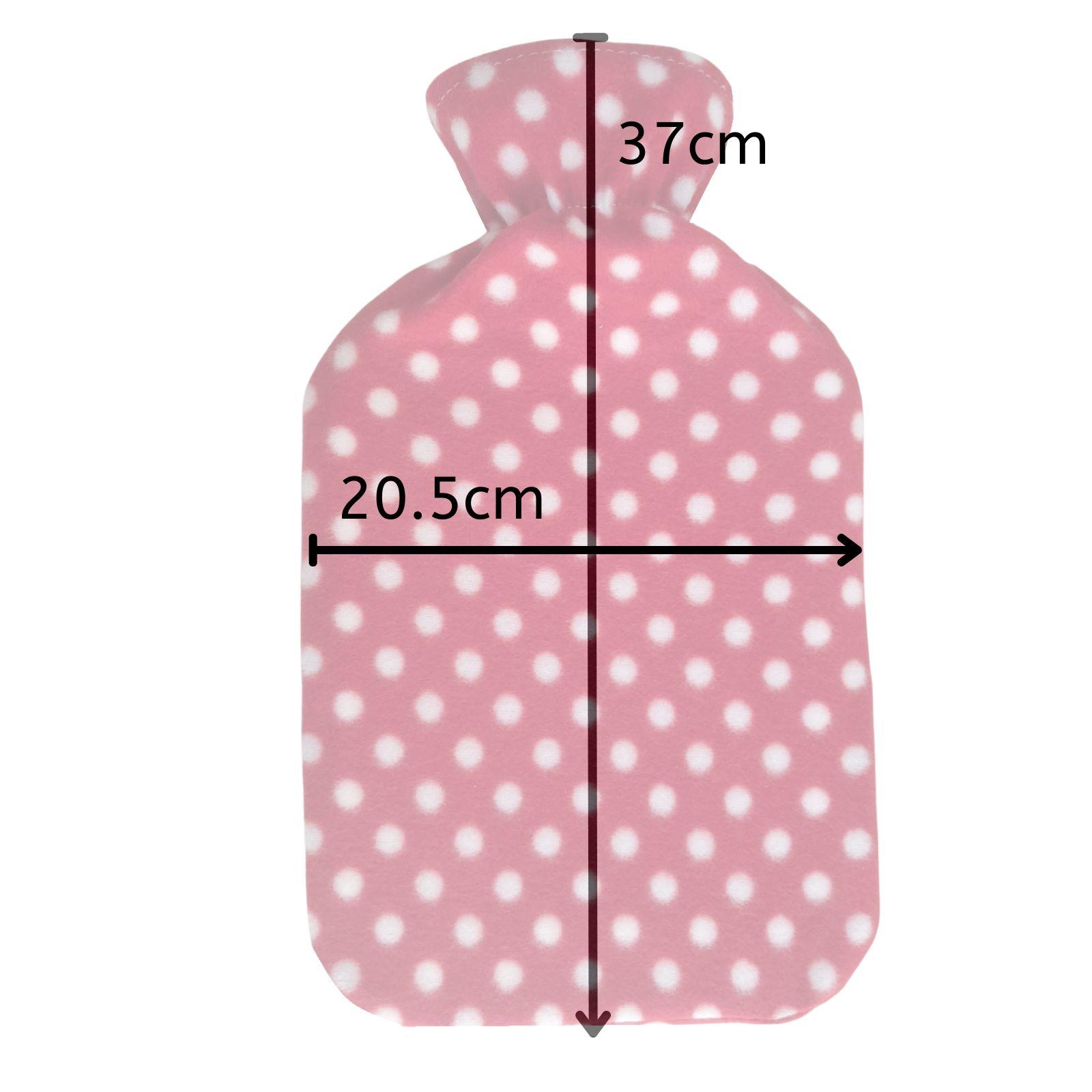 Hot Water Bottle With Cover Polka Dot Fleece 2L Designs Warm Natural Rubber - Picture 26 of 27