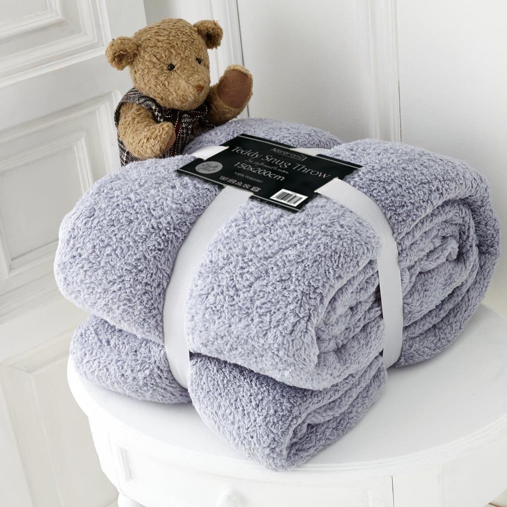 Luxury Double or King Fleece Blanket Teddy Bear Throw for Sofa Bed Soft