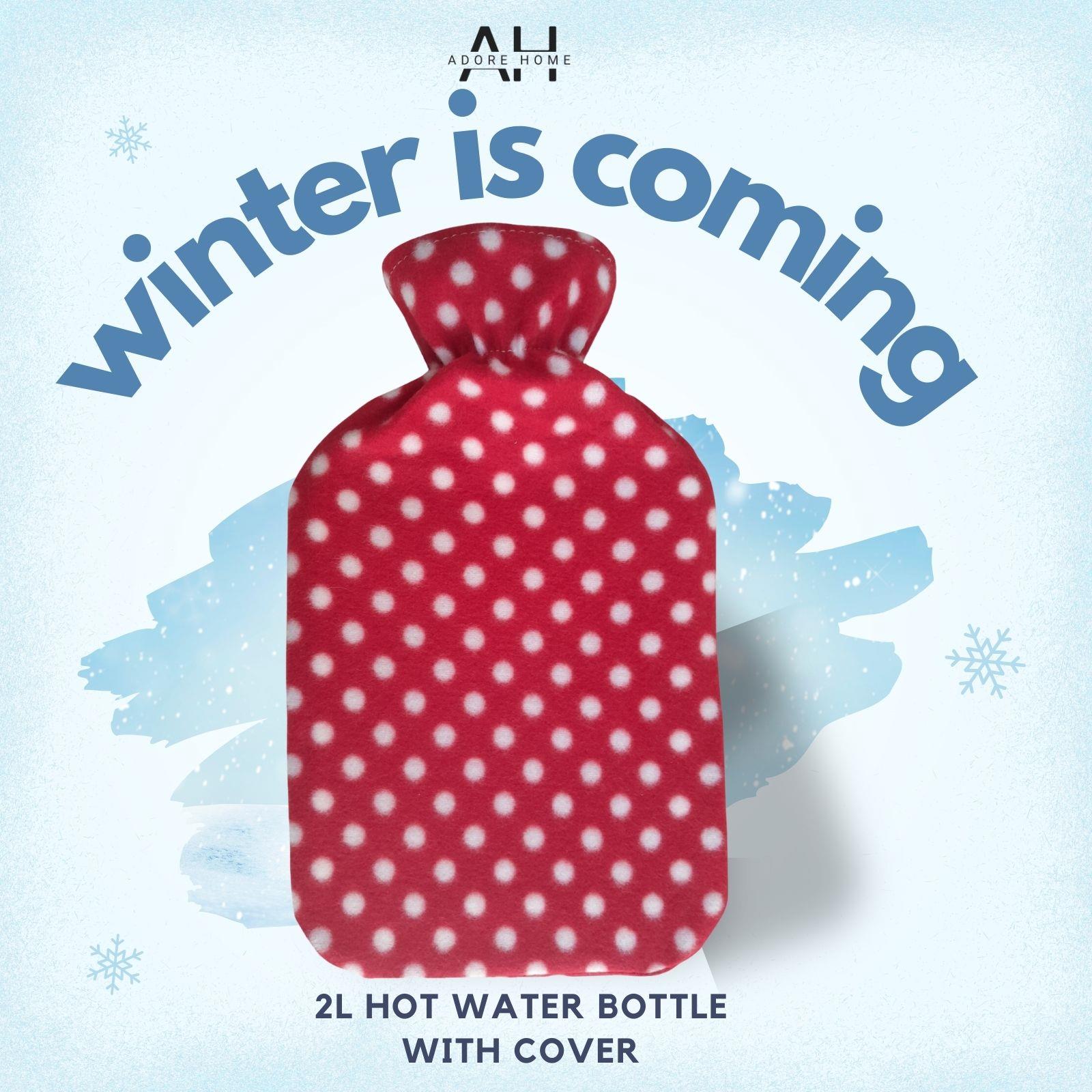 Hot Water Bottle With Cover Polka Dot Fleece 2L Designs Warm Natural Rubber - Picture 27 of 27