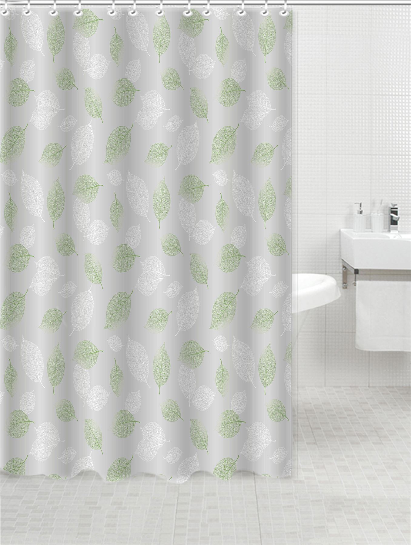 Extra Long Shower Curtains Modern Designs PEVA Material 12 Ring Hooks 180x180cm - Picture 15 of 18