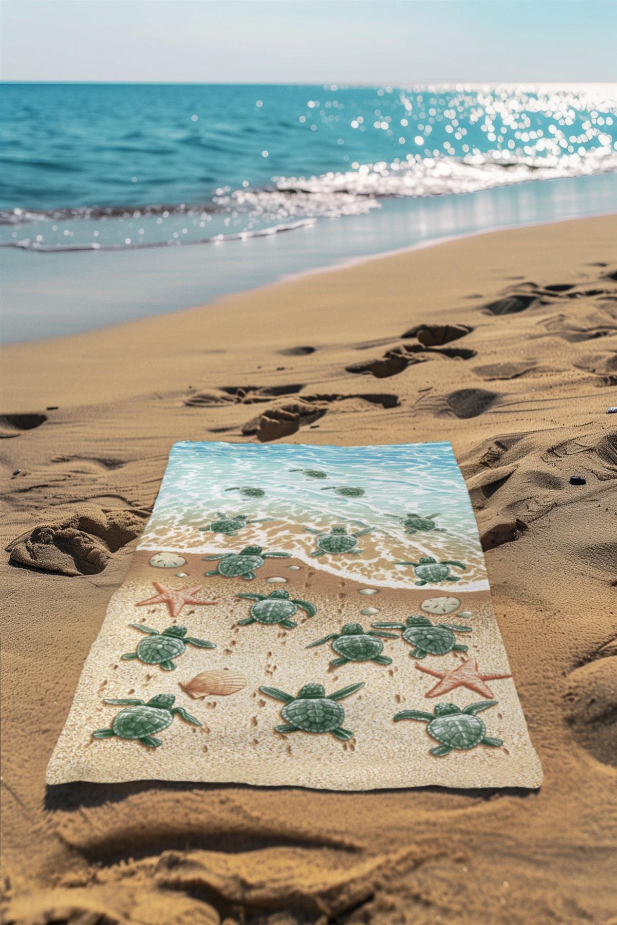 Beach Towel Large Lightweight Campervan Stripes Turtle Polyester Microfibre - Picture 58 of 59