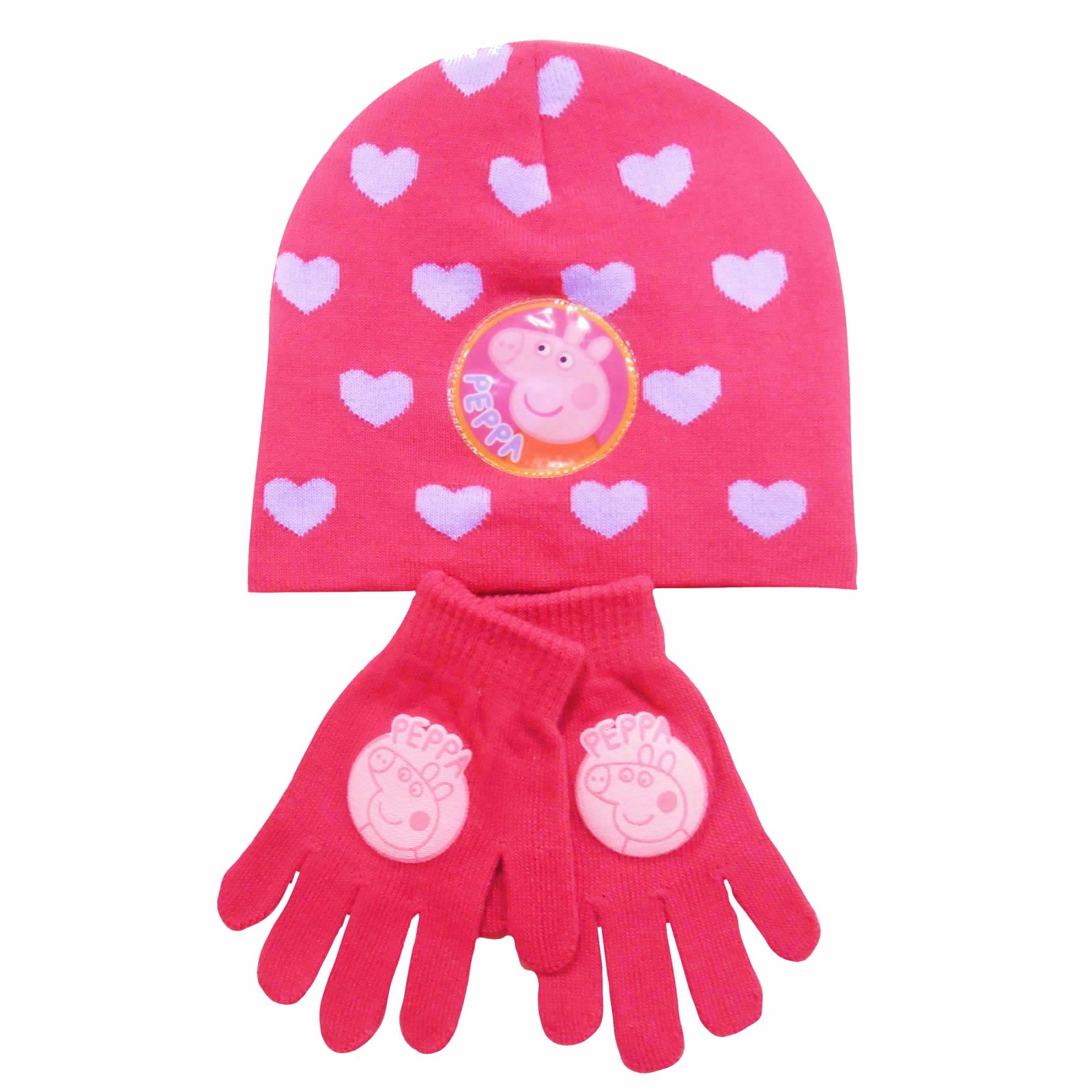 Peppa Pig hat /& glove Set Pink One Size Peppa Pig Boys Girls Set