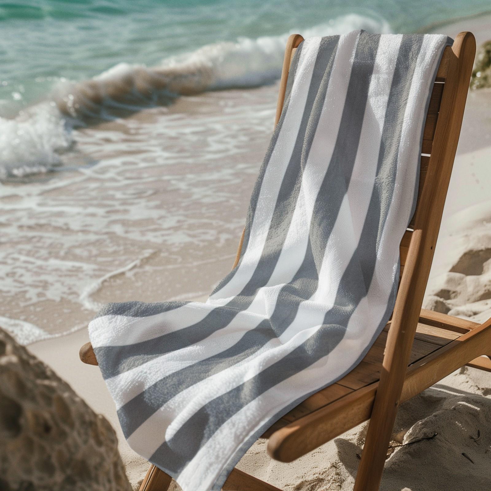 Beach Towel Large Striped Soft & Absorbent Cabana Stripes Lightweight Microfibre - Picture 2 of 26