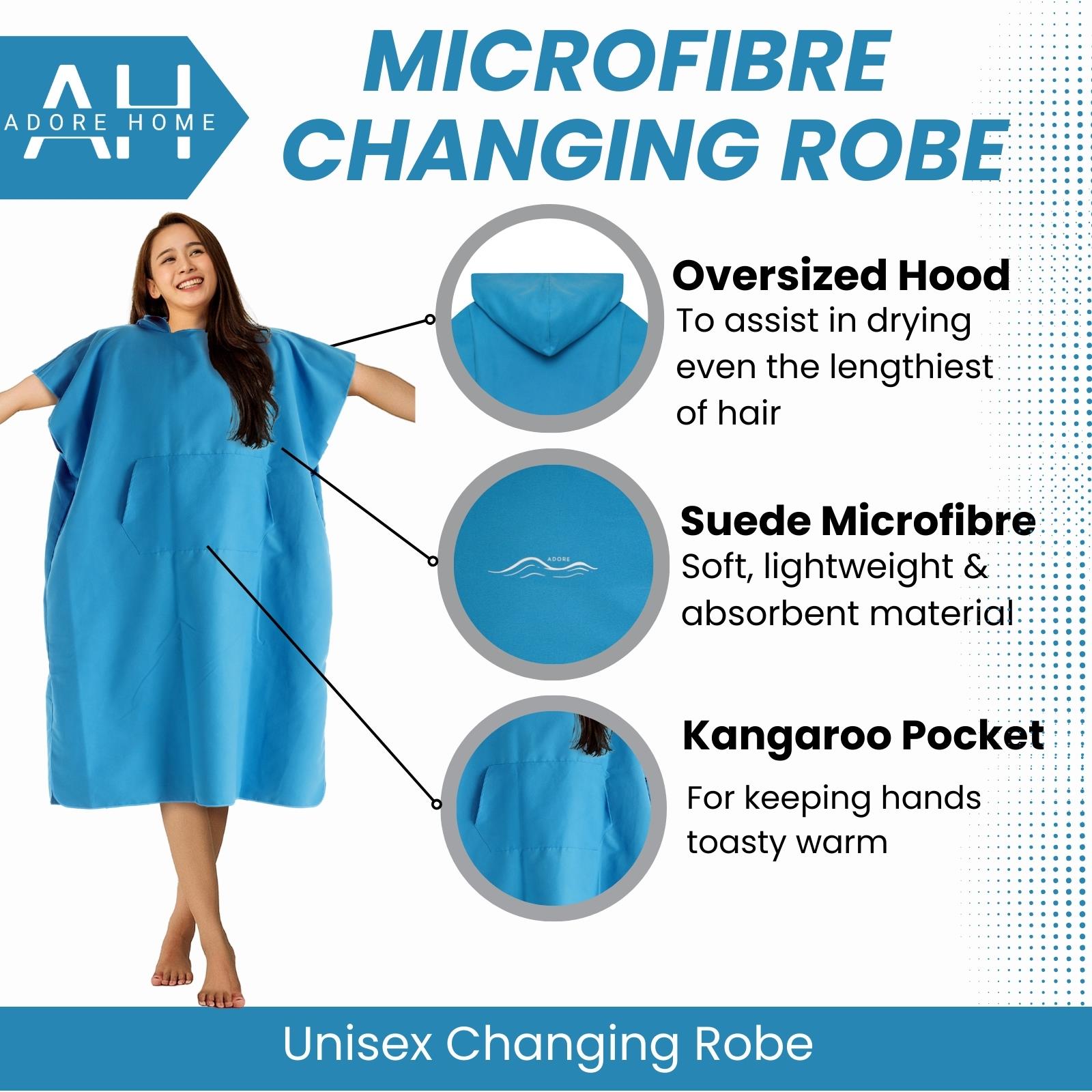 Ladies Microfibre Changing Robe Quick Drying Absorbent Sand Free Poncho - Picture 7 of 27