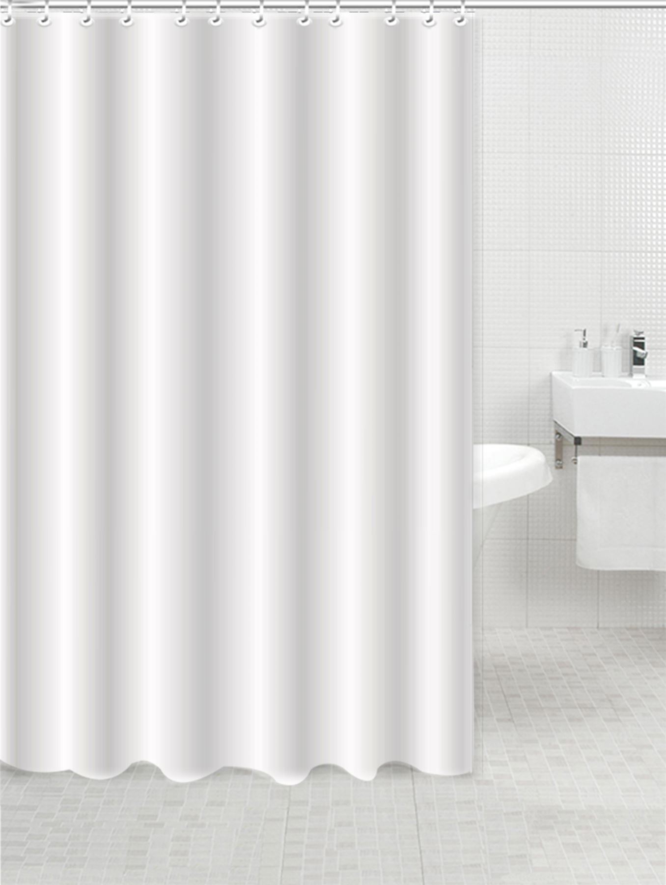 Extra Long Shower Curtains Modern Designs PEVA Material 12 Ring Hooks 180x180cm - Picture 13 of 18