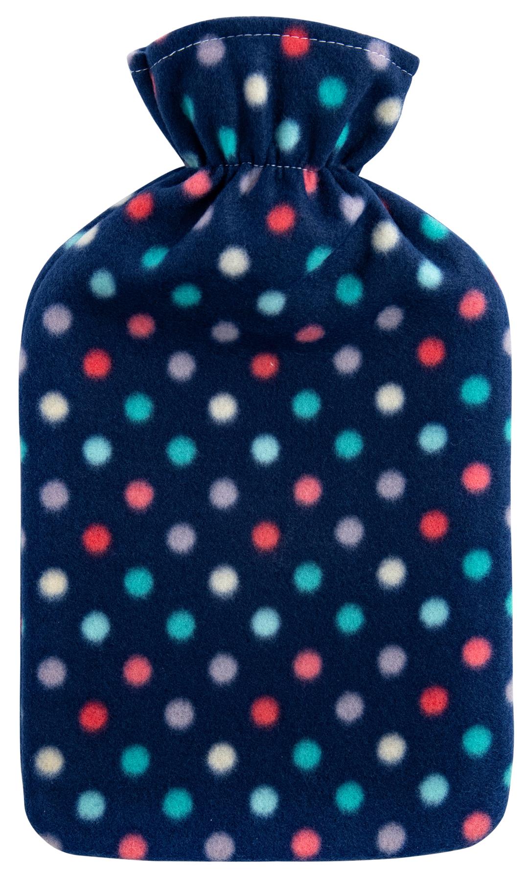 Hot Water Bottle With Cover Polka Dot Fleece 2L Designs Warm Natural Rubber - Picture 5 of 27