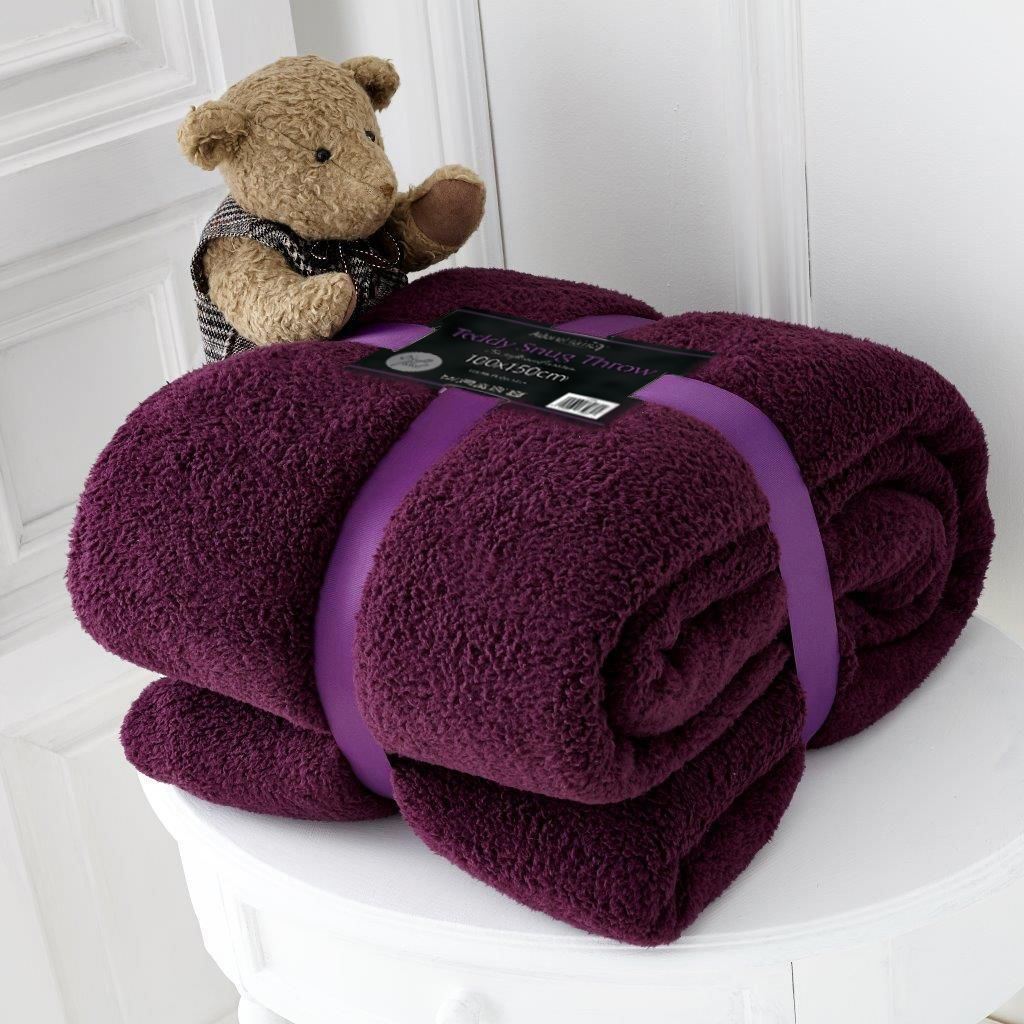 Luxury Single Fleece Blanket Teddy Bear Throw for Sofa Bed Soft Warm