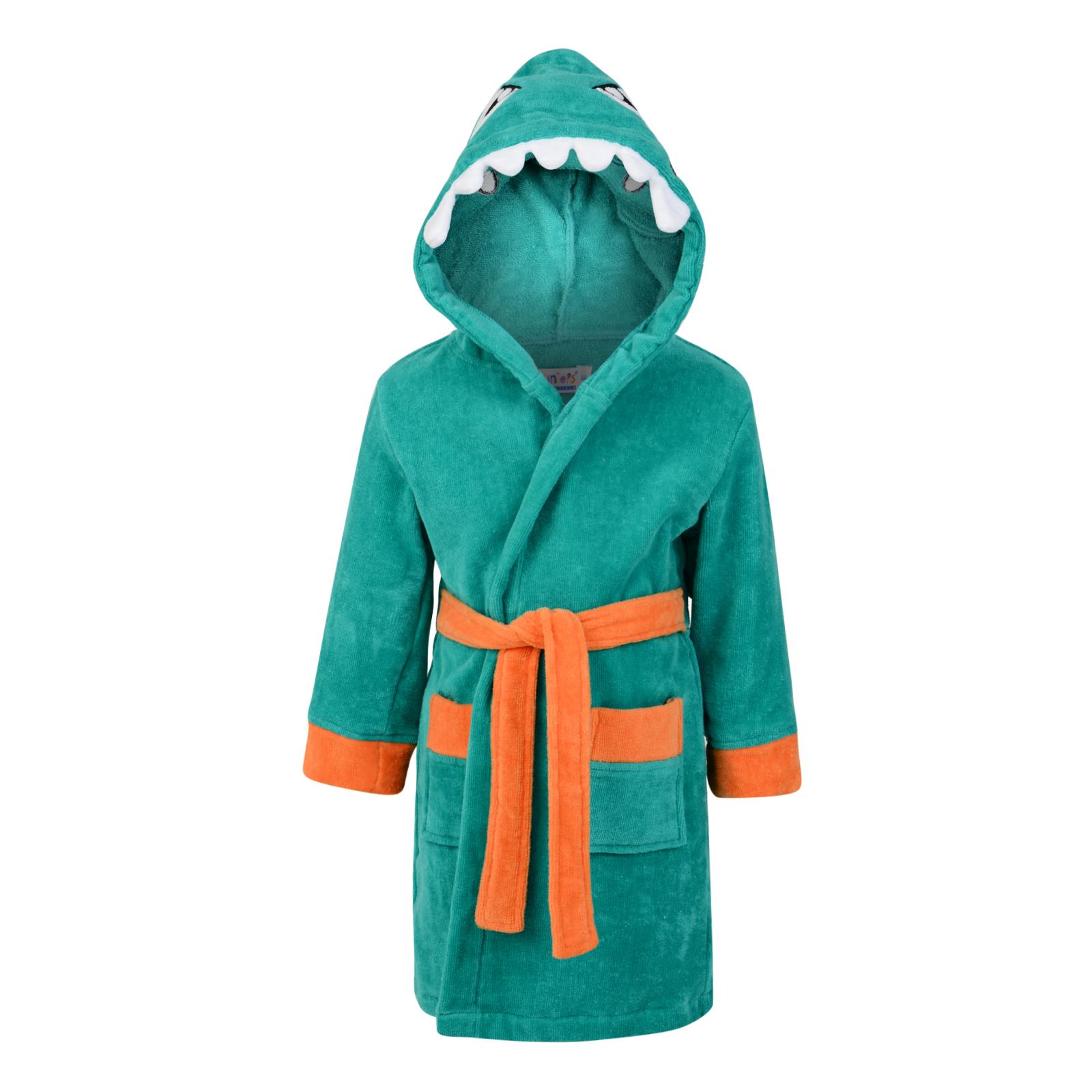 Childrens 100 Cotton Velour Bathrobe With Dinosaur Hood Bath Robe Ages
