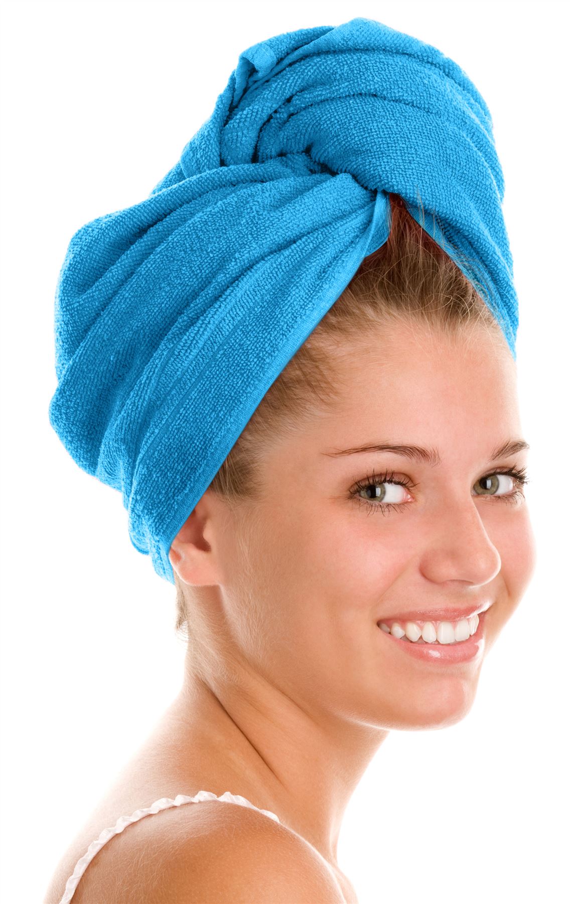 100% Cotton Hair Turban Absorbent Towel Drying Soft Wrap With Loop & Button - Picture 4 of 33