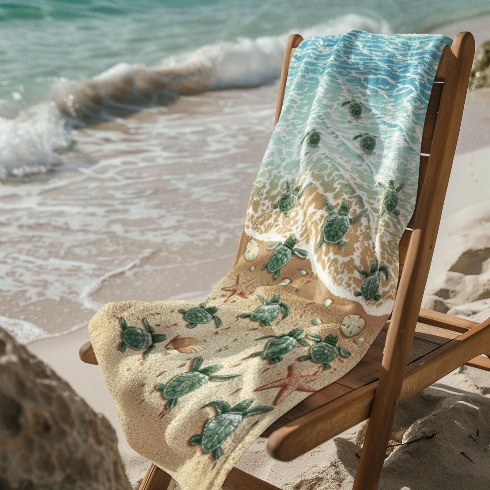 Beach Towel Large Lightweight Campervan Stripes Turtle Polyester Microfibre - Picture 54 of 59