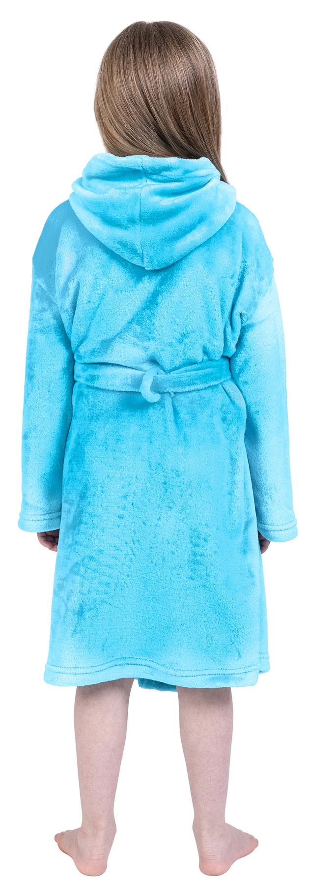 Kids Soft Fleece Bathrobe Hooded Warm Dressing Gown Flannel Bath Robe