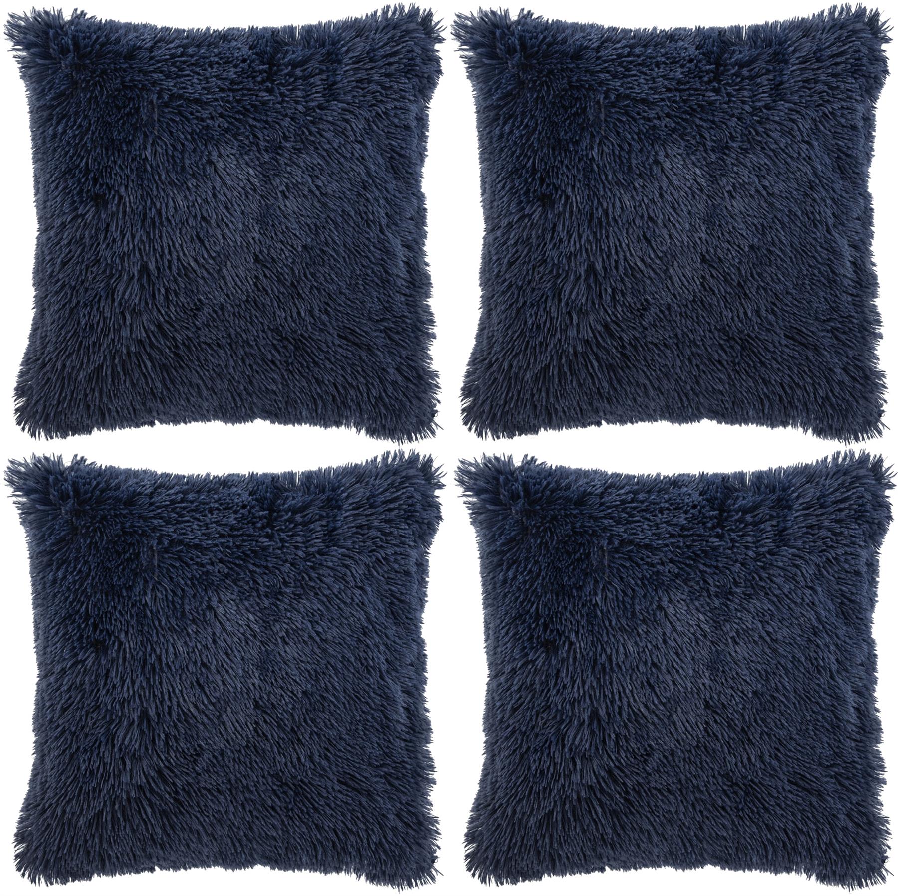 4 x Faux Fur Cushion Covers Soft & Cuddly 43x43cm Long Pile High Quality - Picture 27 of 49