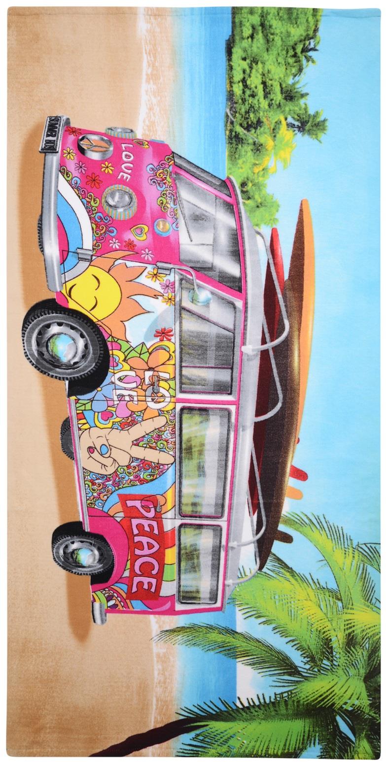 Beach Towel Large Lightweight Campervan Stripes Turtle Polyester Microfibre - Picture 41 of 59