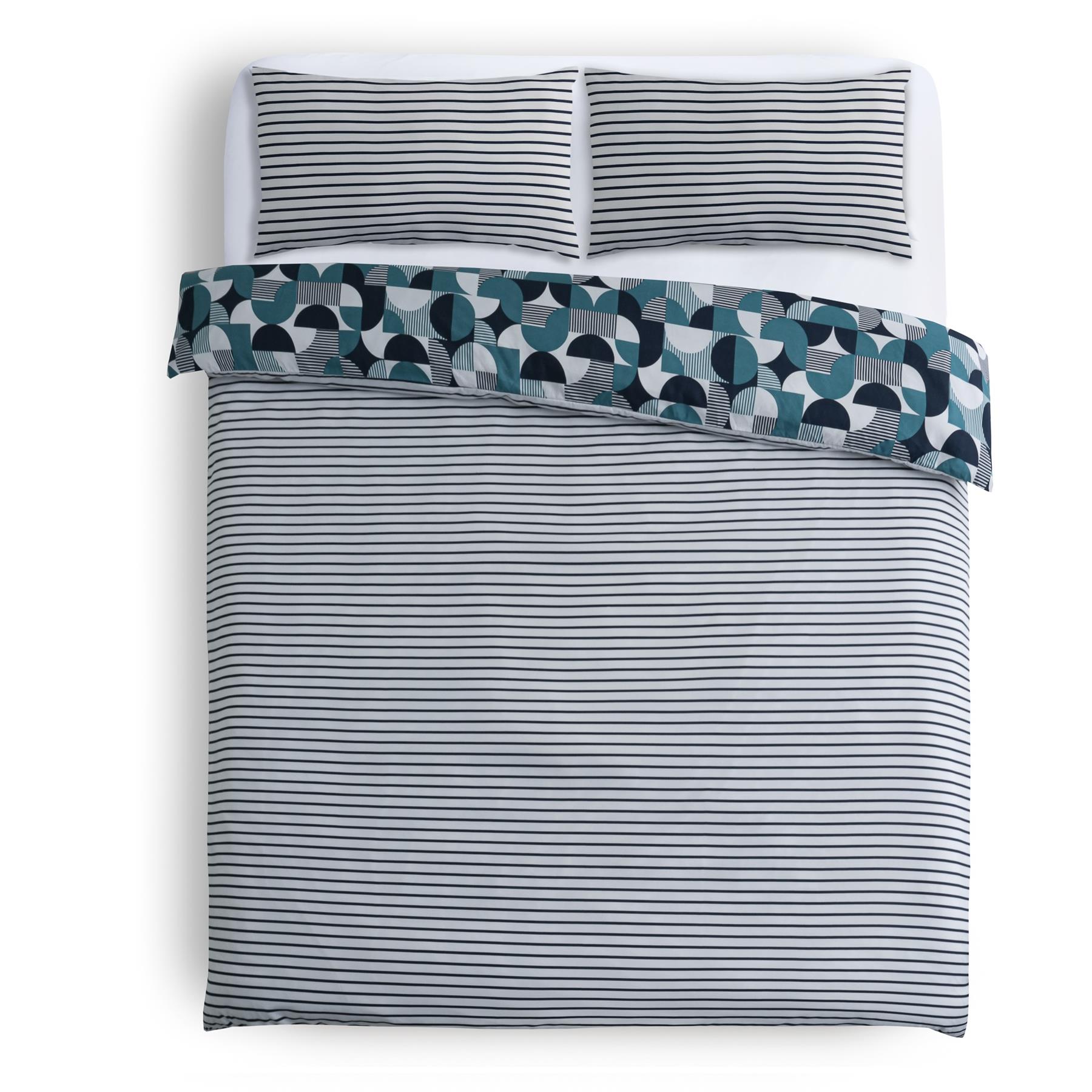 Reversible Duvet Cover Set Printed Soft Microfibre Bedding With Pillowcases - Produktbild 3
