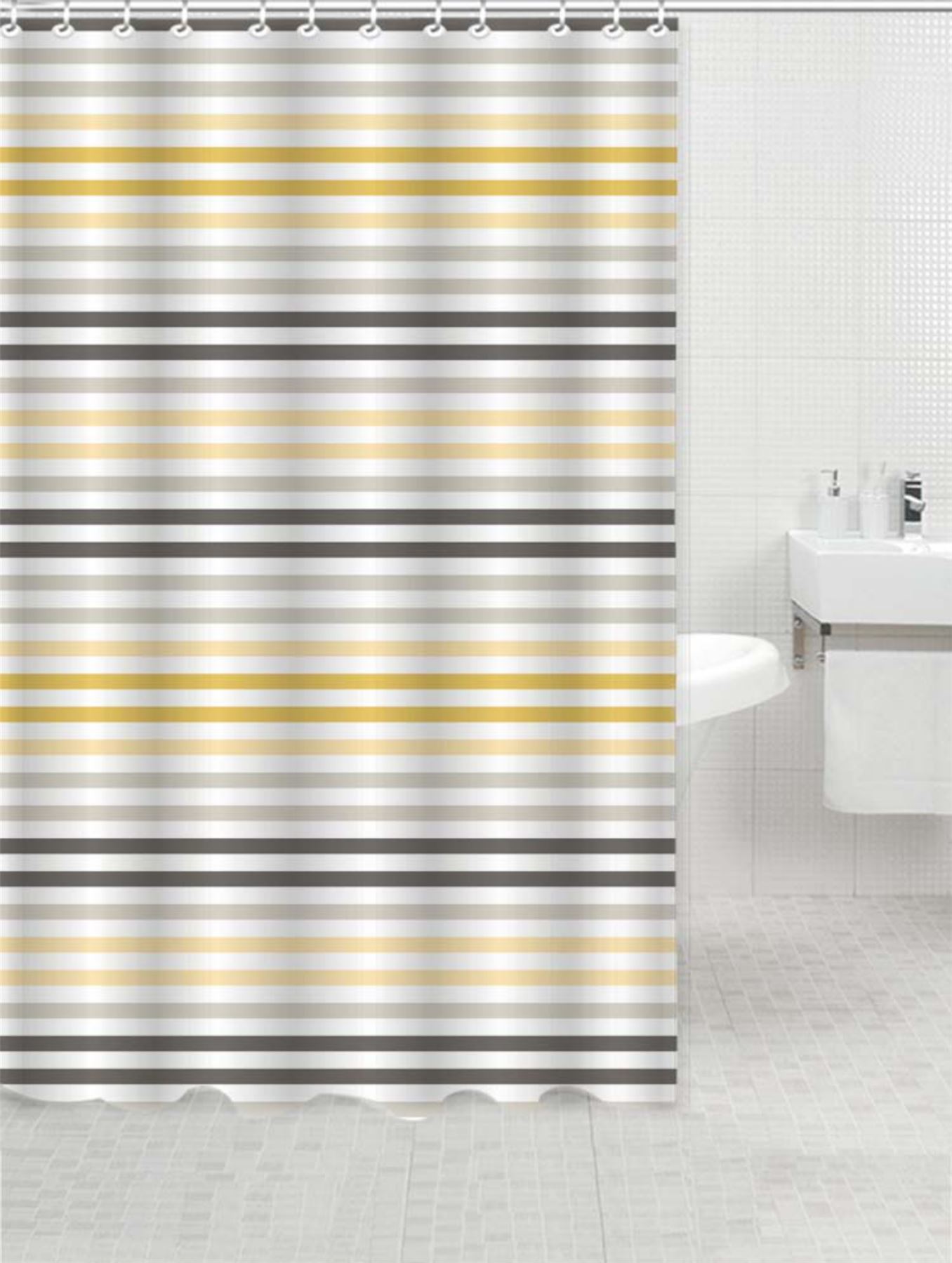 Extra Long Shower Curtains Modern Designs PEVA Material 12 Ring Hooks 180x180cm - Picture 8 of 18