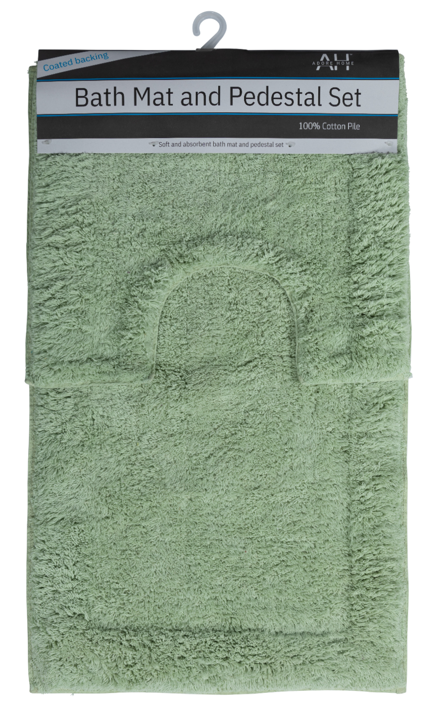 2 Piece Bath Mat and Pedestal Set with Coated Back 100% Cotton Pile - Picture 21 of 27