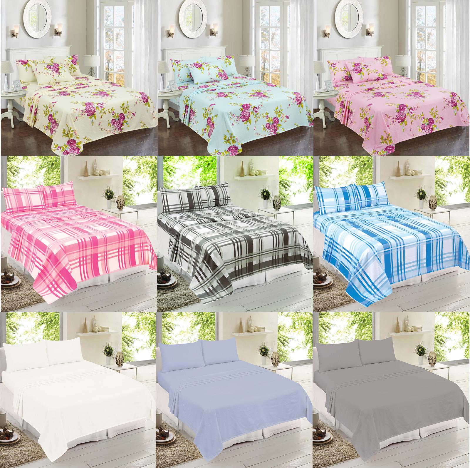 Pillow Cases 100/% Brushed Cotton Flannelette Sheet Set Fitted /& Flat Sheets