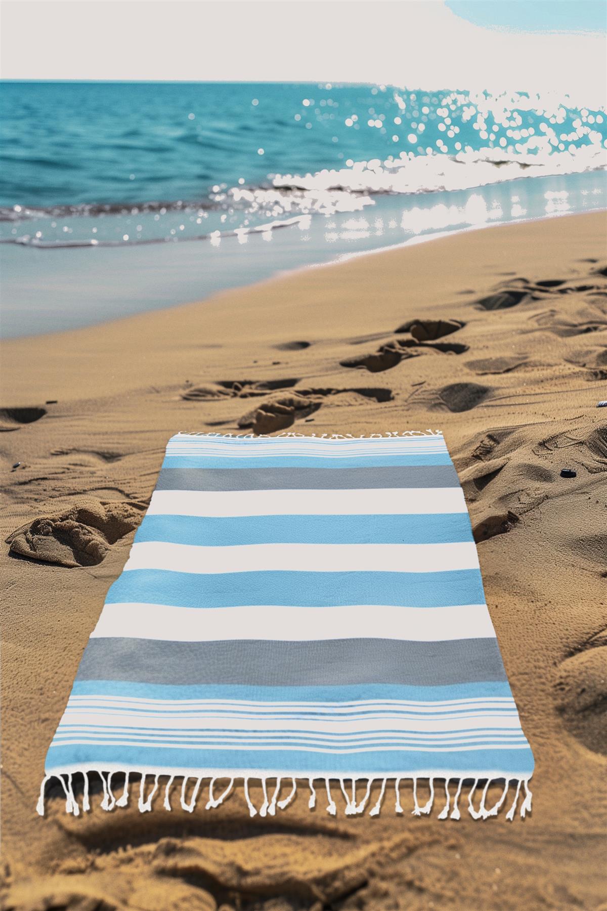 Large Hammam Beach Towel Striped Turkish Style Fouta Peshtemal Cotton Rich - Picture 34 of 37