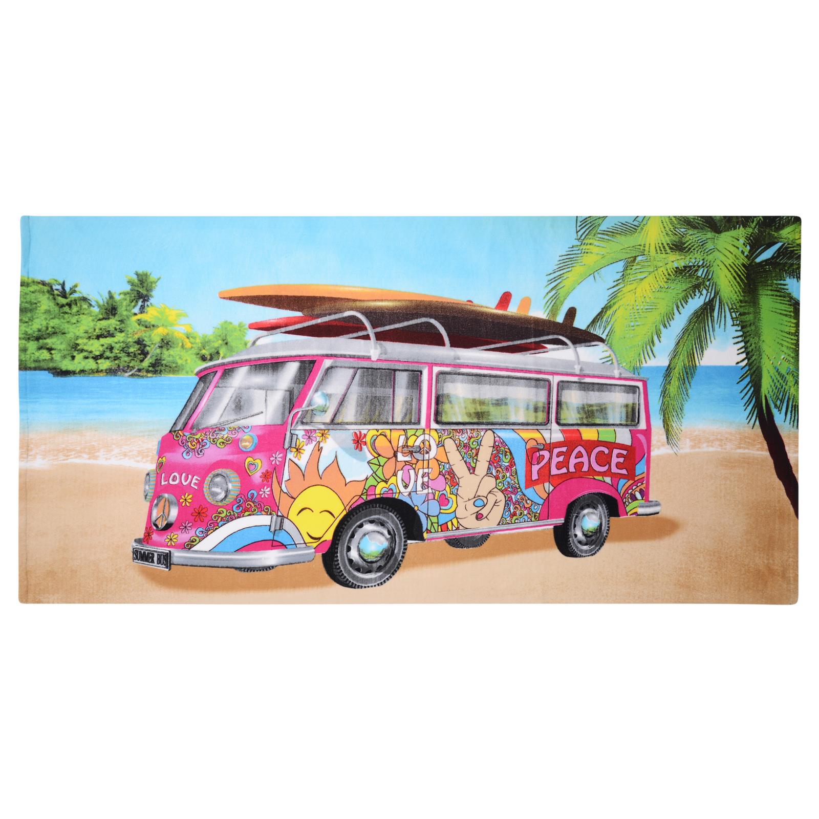 Beach Towel Large Lightweight Campervan Stripes Turtle Polyester Microfibre - Picture 40 of 59
