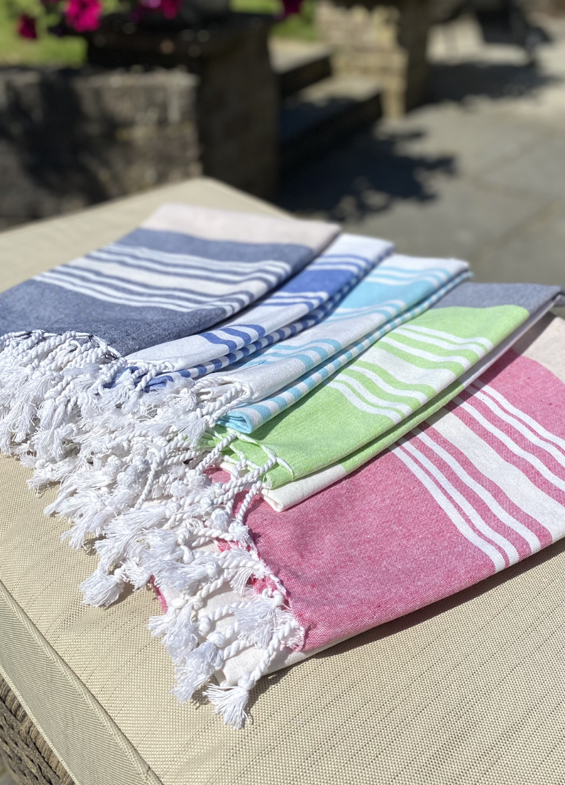 Large Hammam Beach Towel Striped Turkish Style Fouta Peshtemal Cotton Rich - Picture 22 of 37