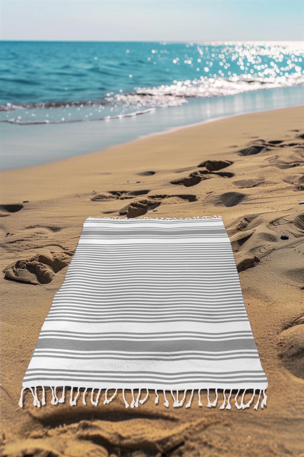 Large Hammam Beach Towel Striped Turkish Style Fouta Peshtemal Cotton Rich - Picture 9 of 37