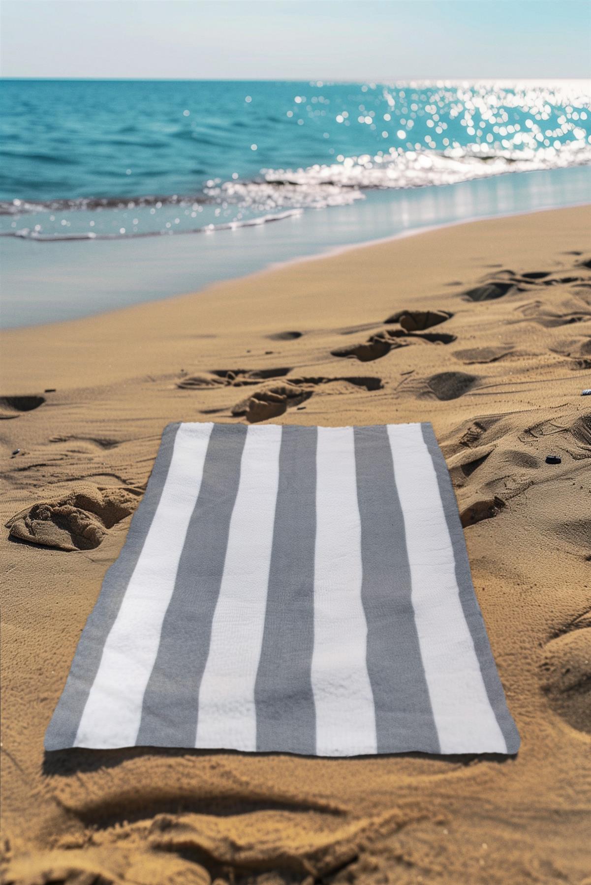 Beach Towel Large Striped Soft & Absorbent Cabana Stripes Lightweight Microfibre - Picture 7 of 26