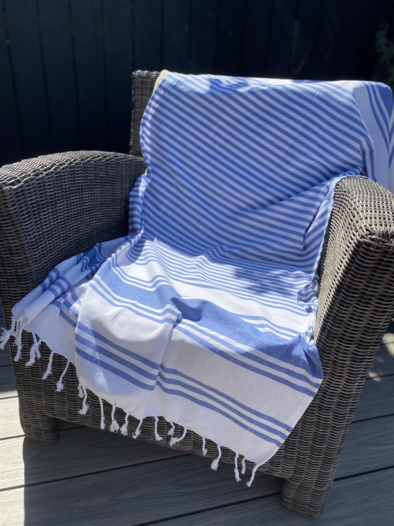 Large Hammam Beach Towel Striped Turkish Style Fouta Peshtemal Cotton Rich - Picture 17 of 37