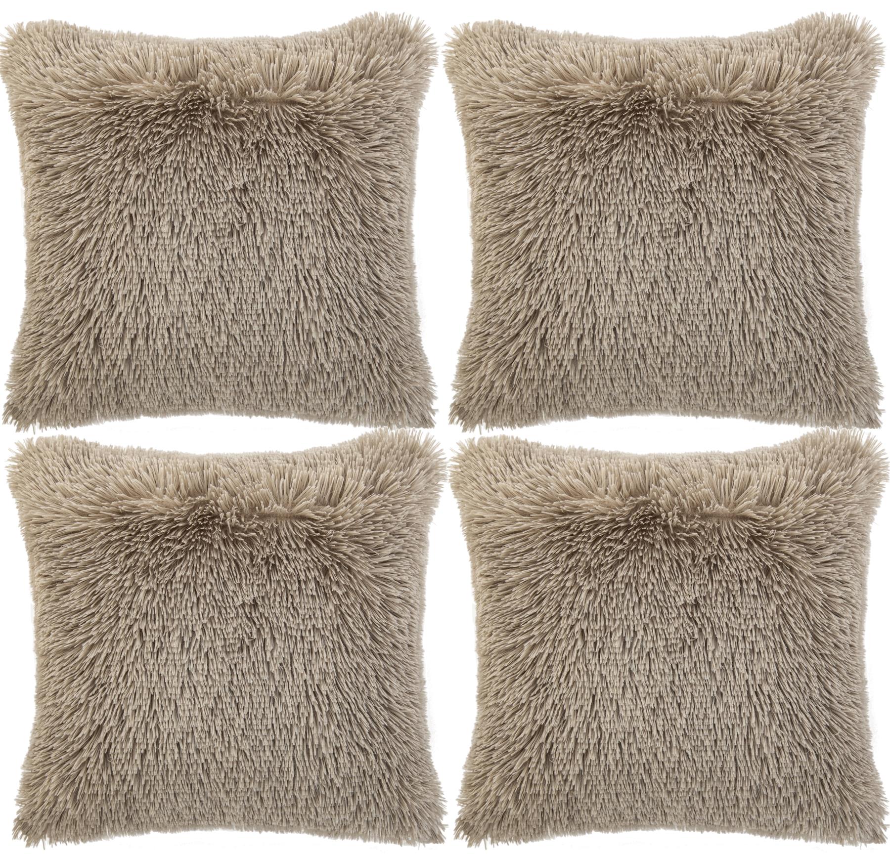 4 x Faux Fur Cushion Covers Soft & Cuddly 43x43cm Long Pile High Quality - Picture 19 of 49