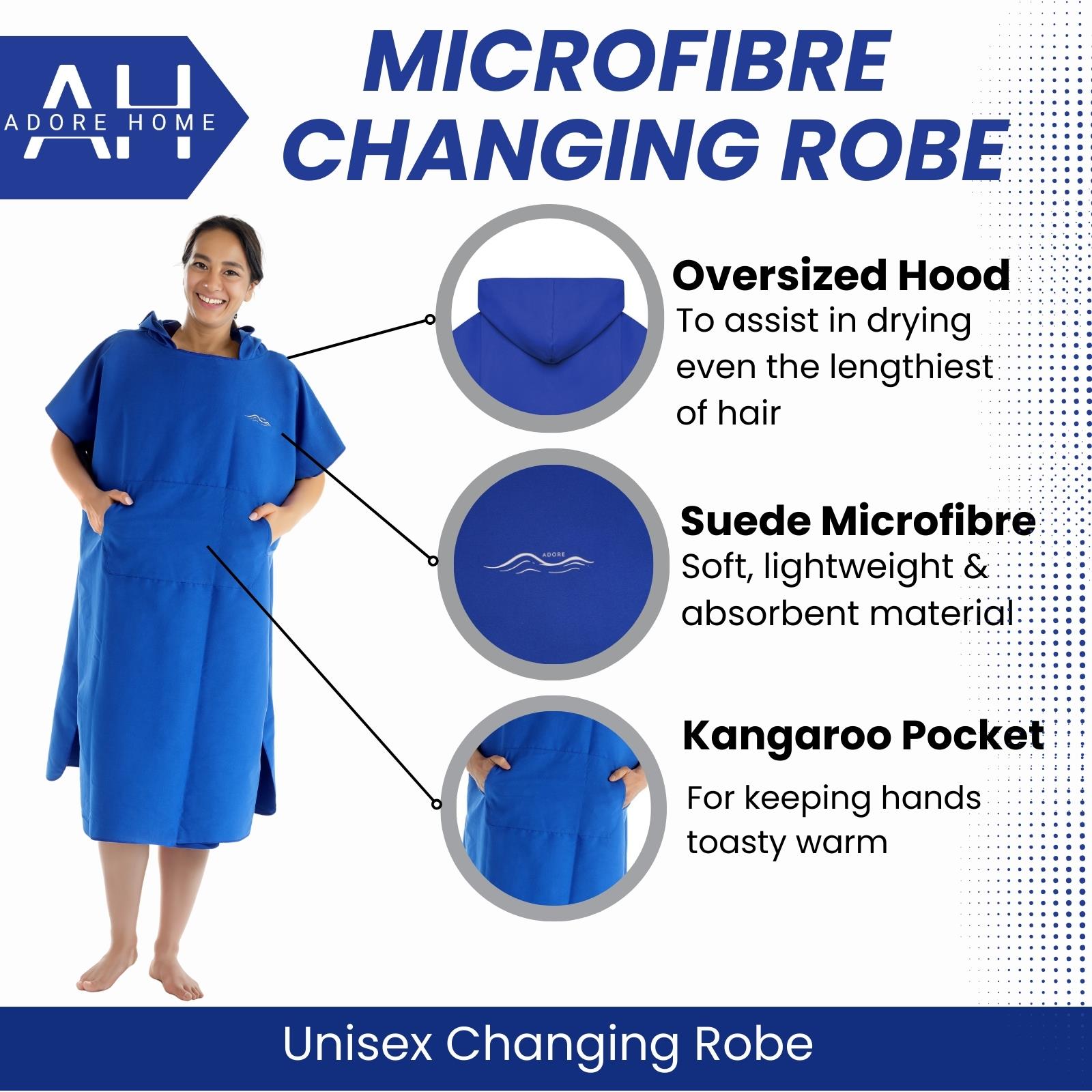 Ladies Microfibre Changing Robe Quick Drying Absorbent Sand Free Poncho - Picture 19 of 27