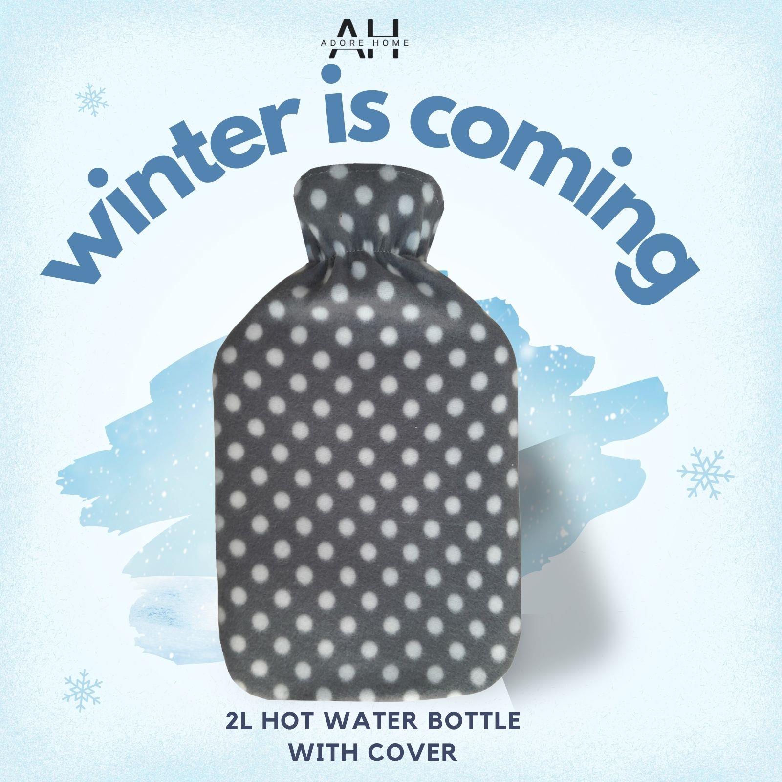 Hot Water Bottle With Cover Polka Dot Fleece 2L Designs Warm Natural Rubber - Picture 19 of 27