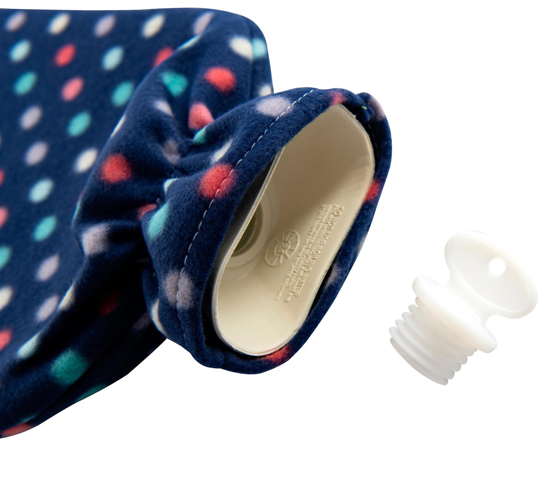 Hot Water Bottle With Cover Polka Dot Fleece 2L Designs Warm Natural Rubber - Picture 9 of 27