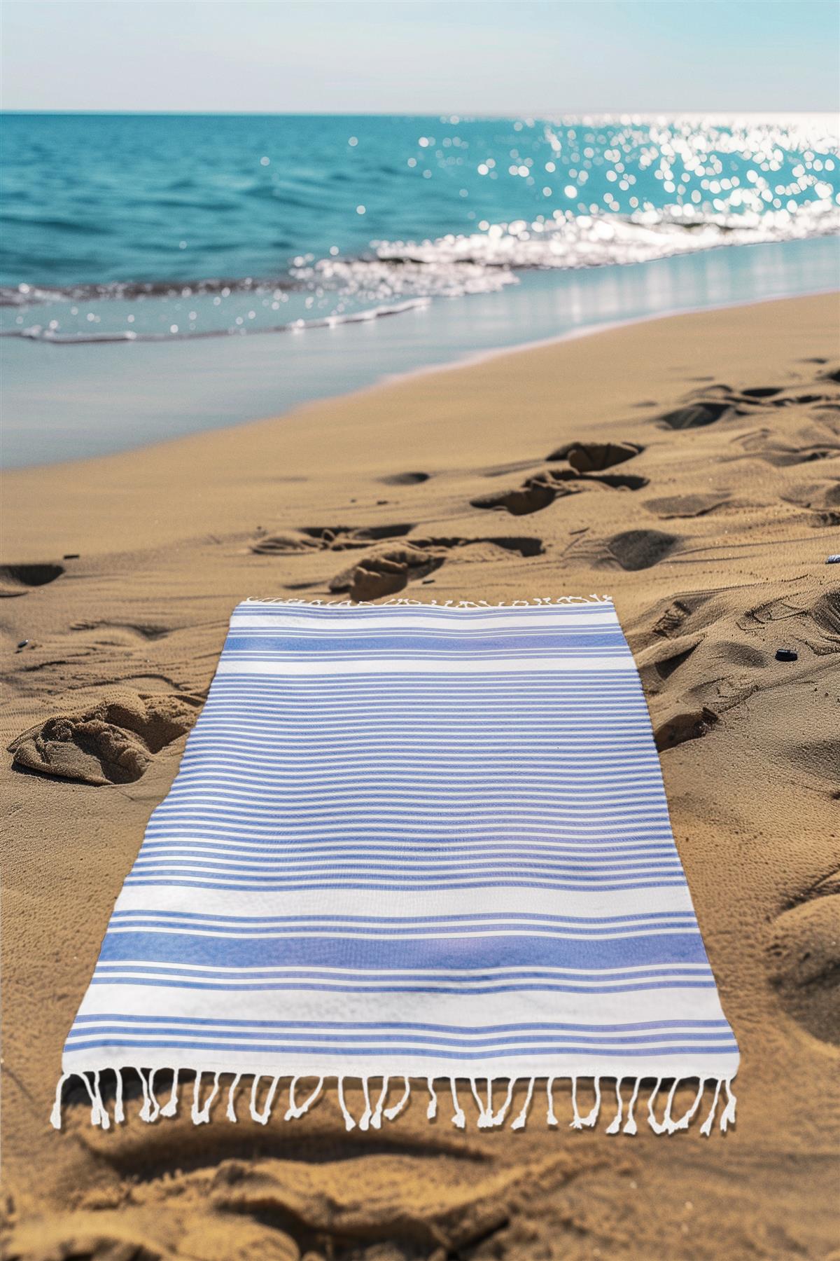 Large Hammam Beach Towel Striped Turkish Style Fouta Peshtemal Cotton Rich - Picture 14 of 37