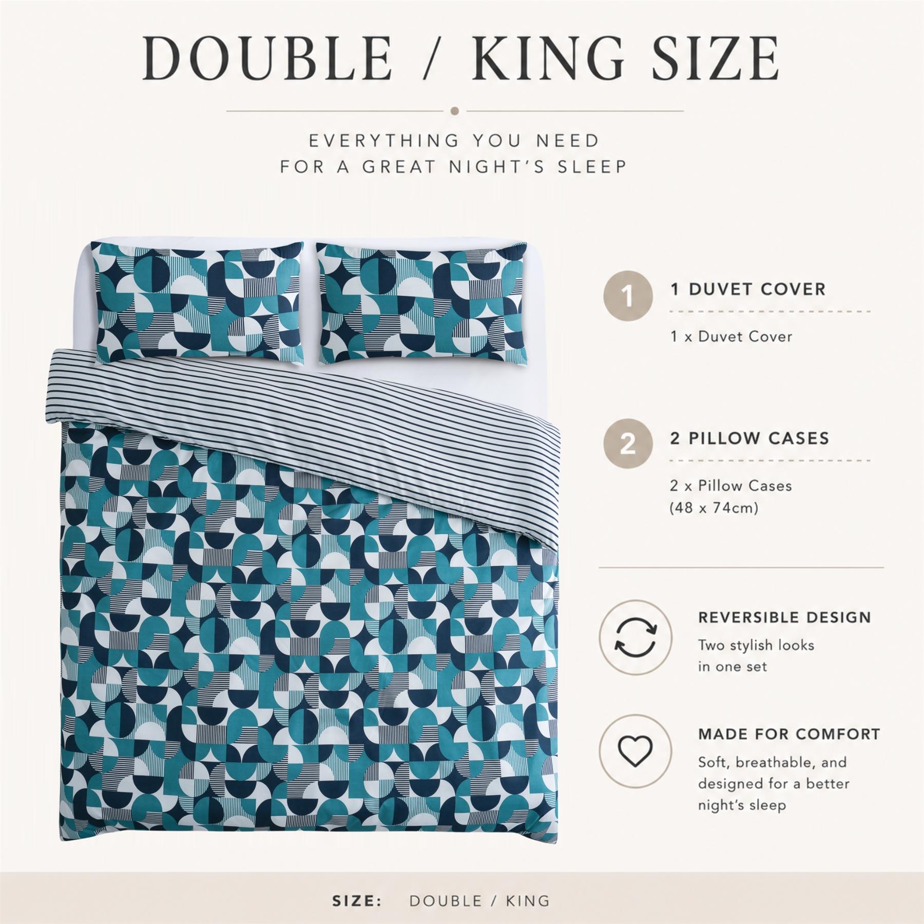 Reversible Duvet Cover Set Printed Soft Microfibre Bedding With Pillowcases - Produktbild 5