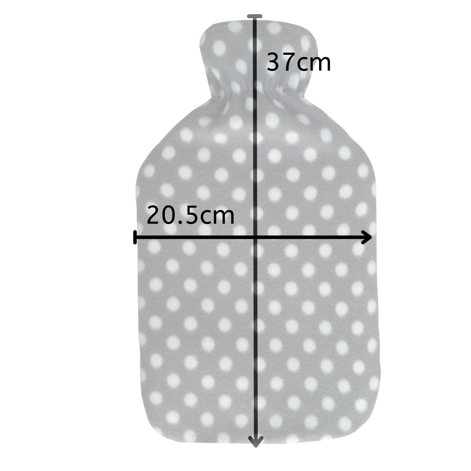 Hot Water Bottle With Cover Polka Dot Fleece 2L Designs Warm Natural Rubber - Picture 18 of 27