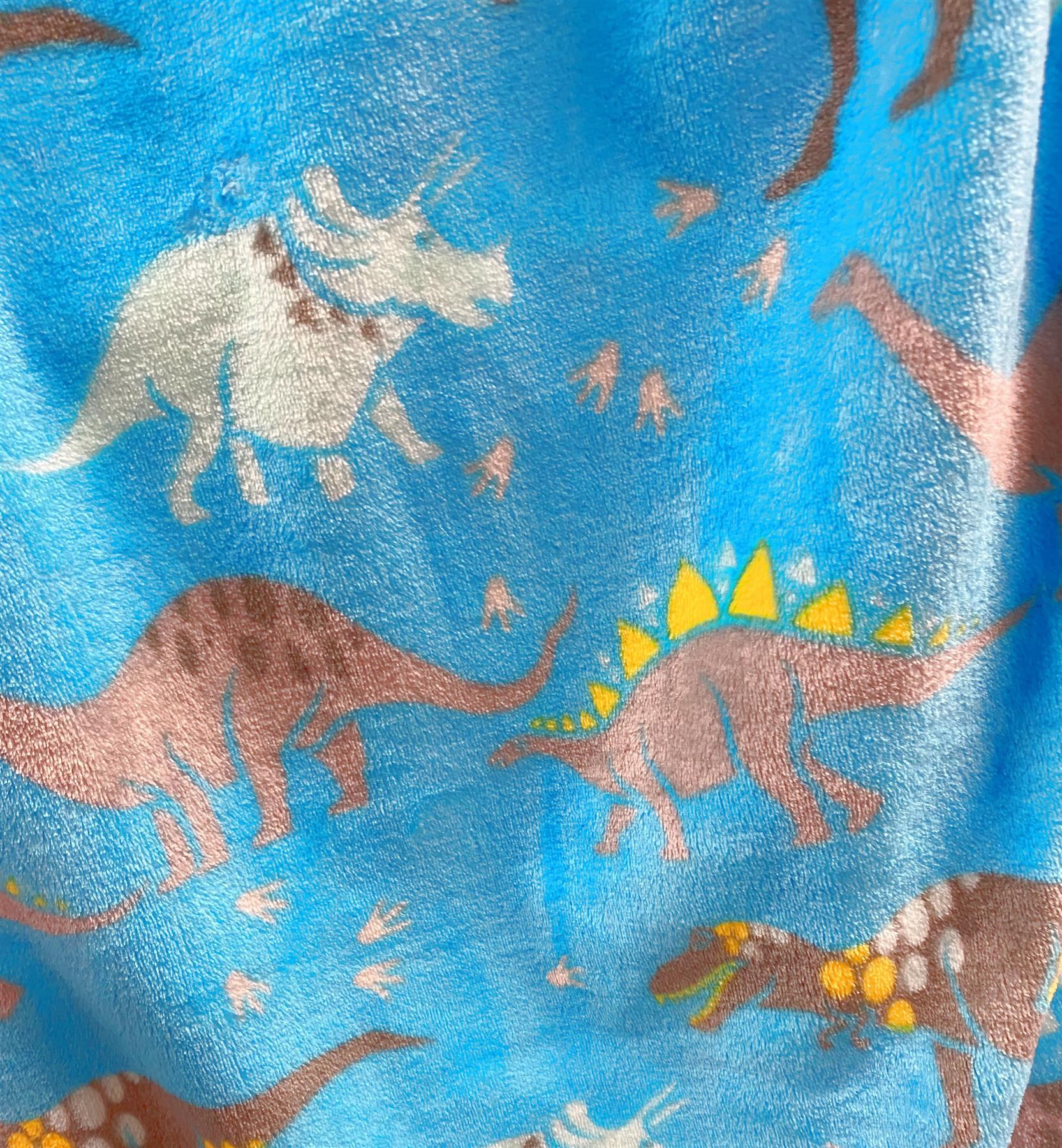 Flannel Fleece Dinosaur Blanket Green & Blue Kids Super Soft Fleece 100x150cm - Picture 4 of 11