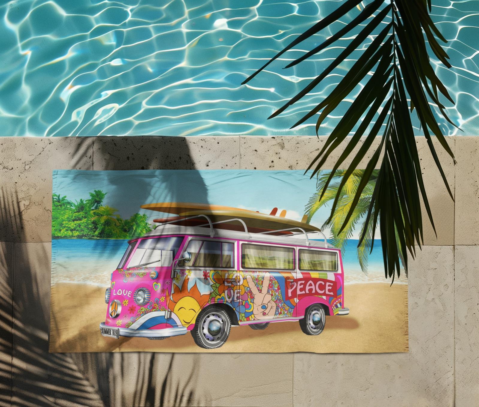 Beach Towel Large Lightweight Campervan Stripes Turtle Polyester Microfibre - Picture 43 of 59