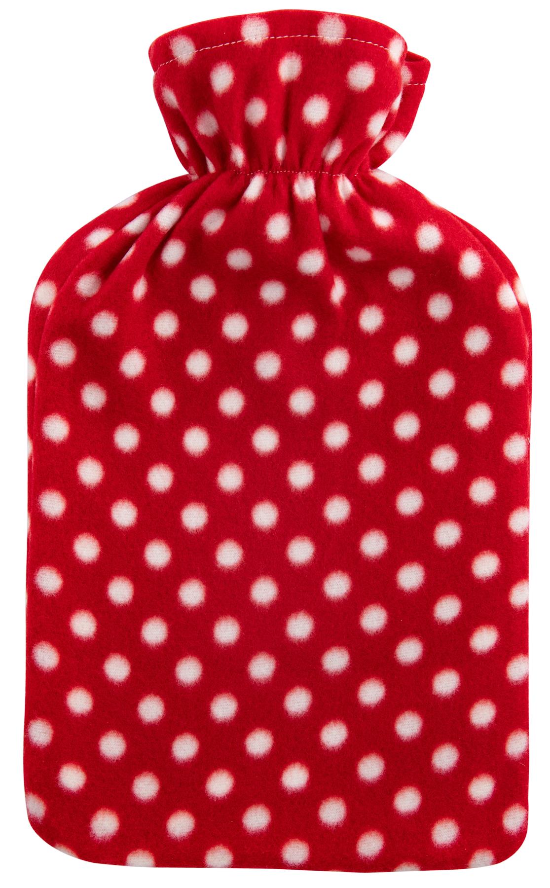 Hot Water Bottle With Cover Polka Dot Fleece 2L Designs Warm Natural Rubber - Picture 20 of 27