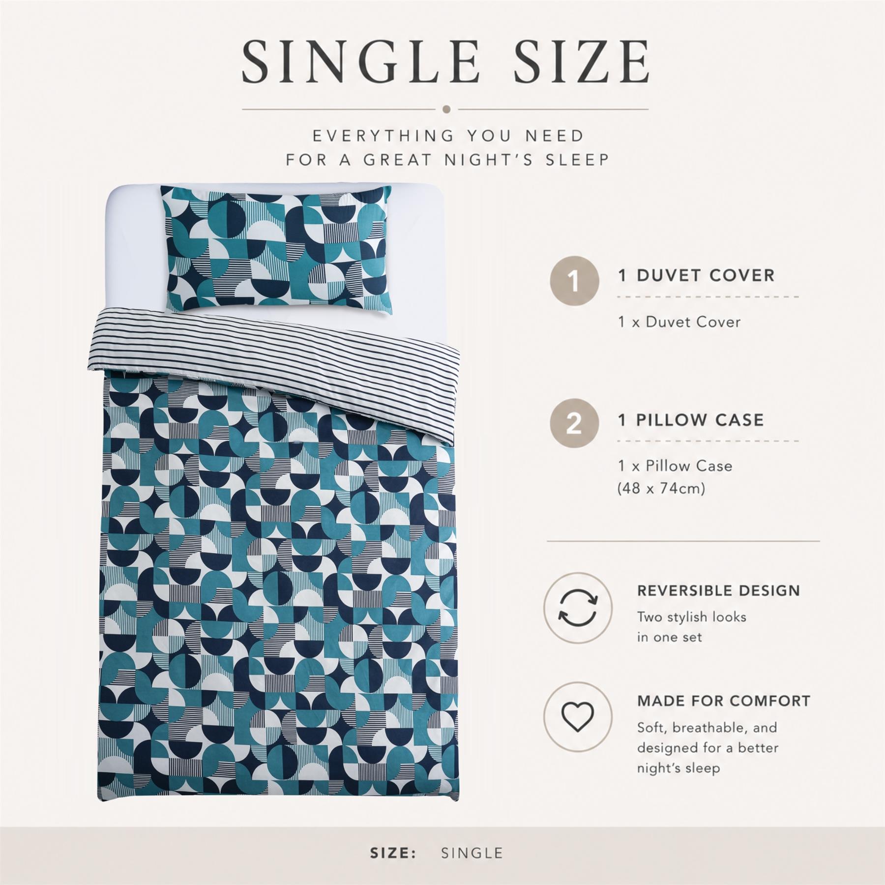Reversible Duvet Cover Set Printed Soft Microfibre Bedding With Pillowcases - Produktbild 4