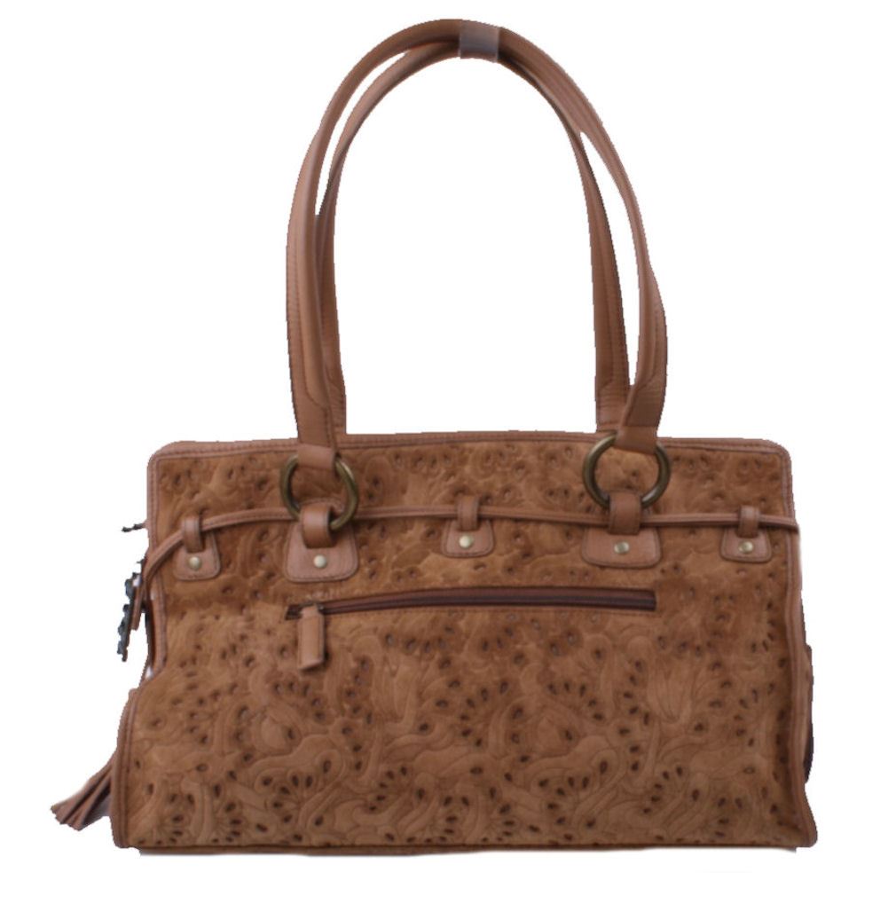 Charm and Luck Womens Tan Suede Medium Satchel Handbag eBay