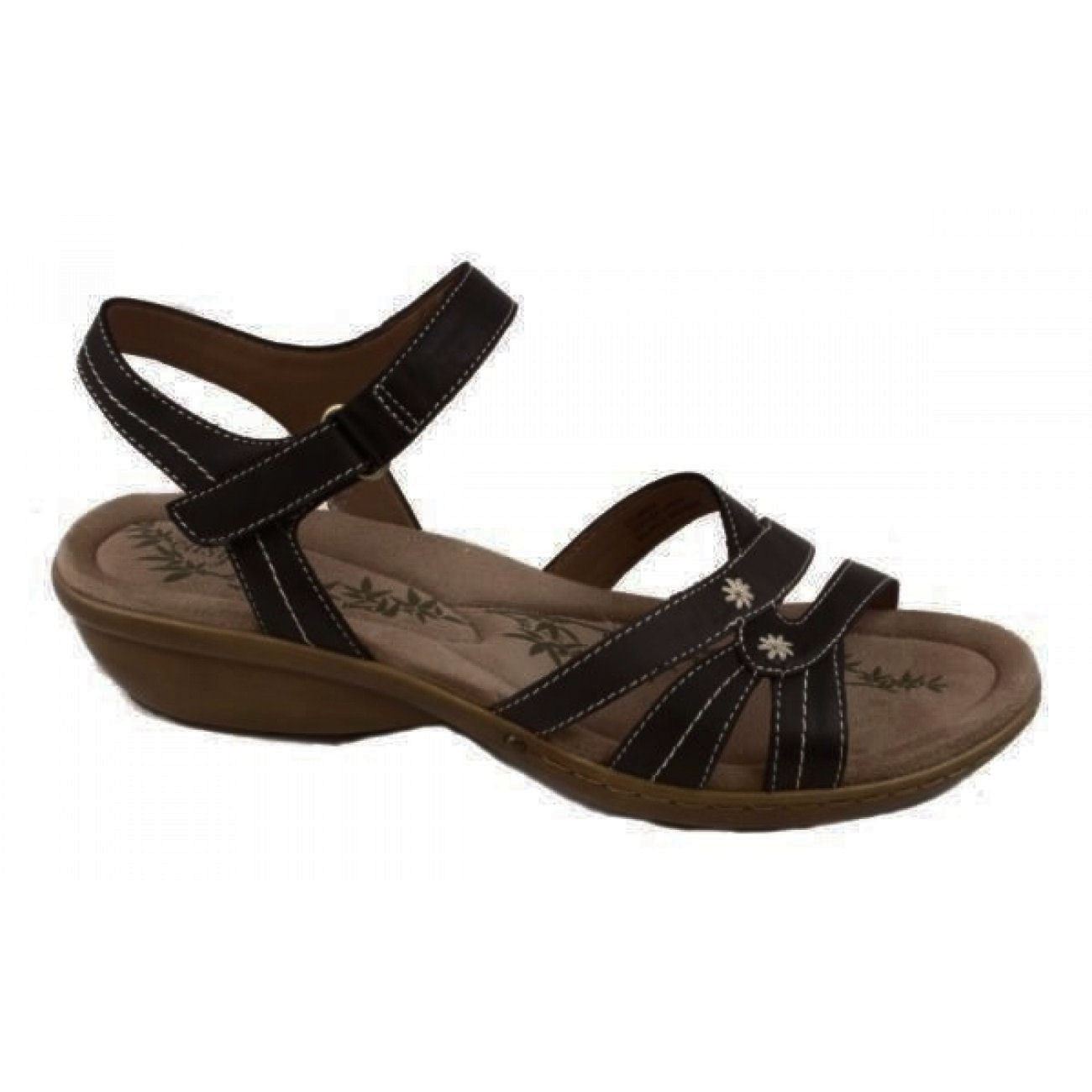 Easy Spirit Varen Womens Black/Pewter Leather Comfort Sandals | eBay