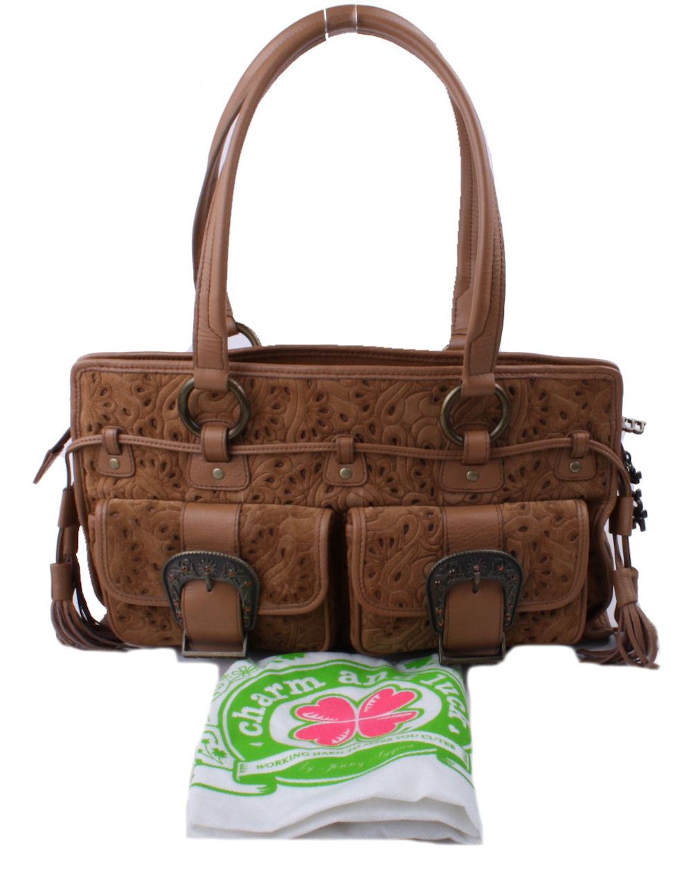Charm and Luck Womens Tan Suede Medium Satchel Handbag eBay