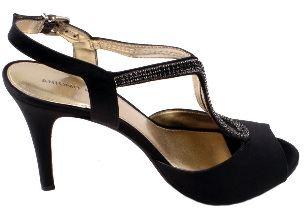 Antonio Melani Michela Womens Black Satin Peep Toe Fashion Pumps Size