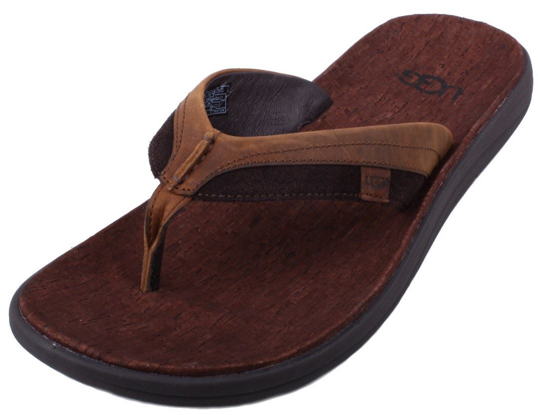 Ugg Australia Tidelands Mens Grizzly Brown Suede/Leather Flip Flop