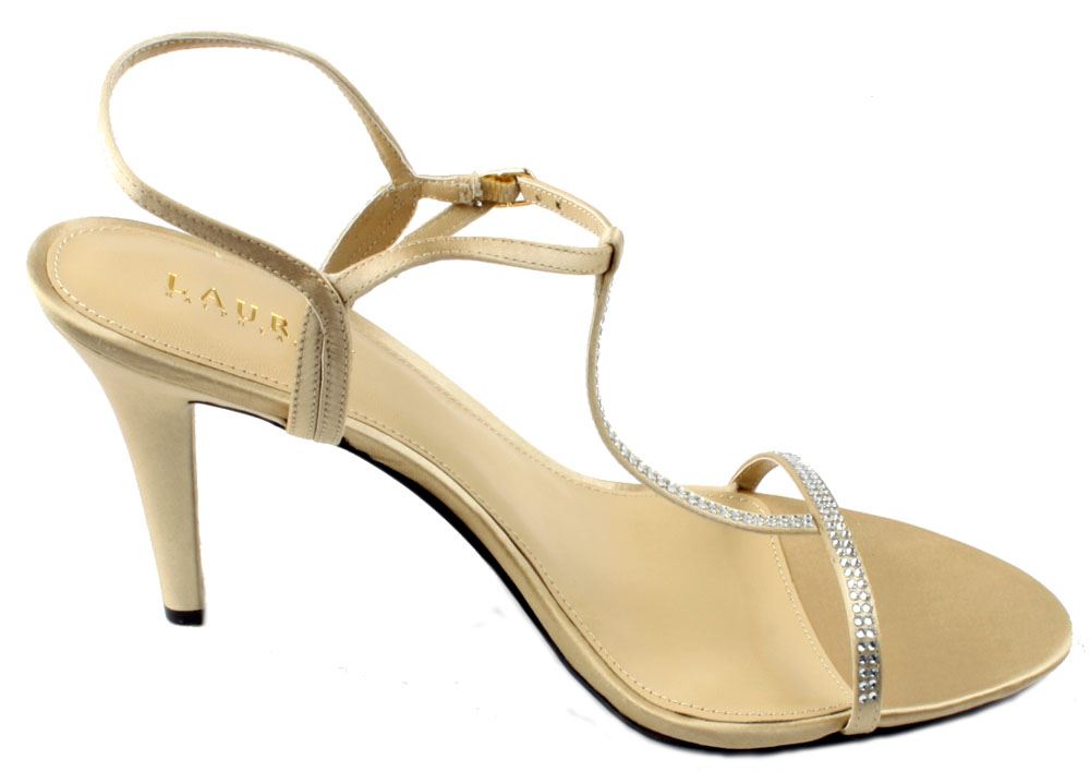 lauren ralph lauren abita womens champagne t strap slingback heels heel size 11