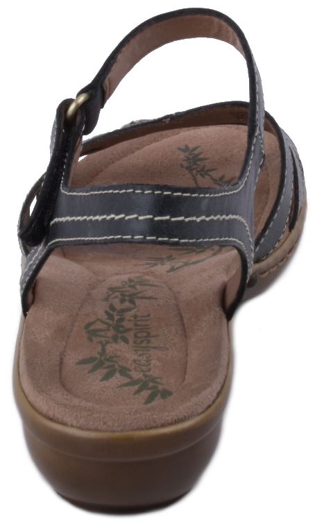 Easy Spirit Varen Womens Black/Pewter Leather Comfort Sandals | eBay