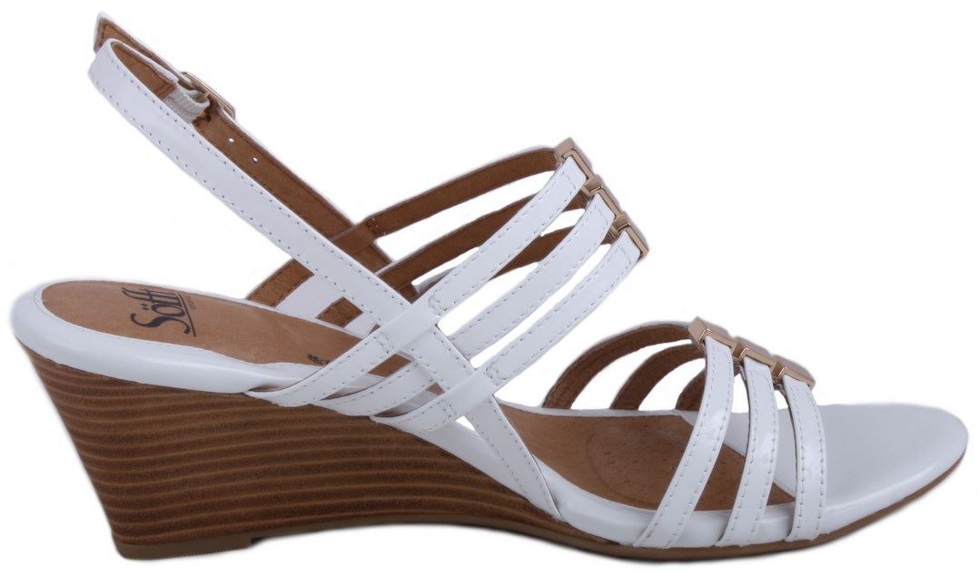 Sofft Posh Womens White Patent Leather Open Toe Wedge Heel Sandals | eBay