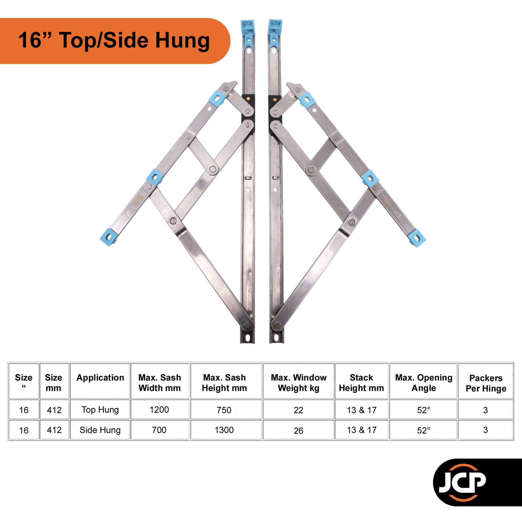 Pair UPVC Window Hinges Friction Stay 8" 10" 12" 16" 20" 24" Versa Retrofit - Picture 14 of 16