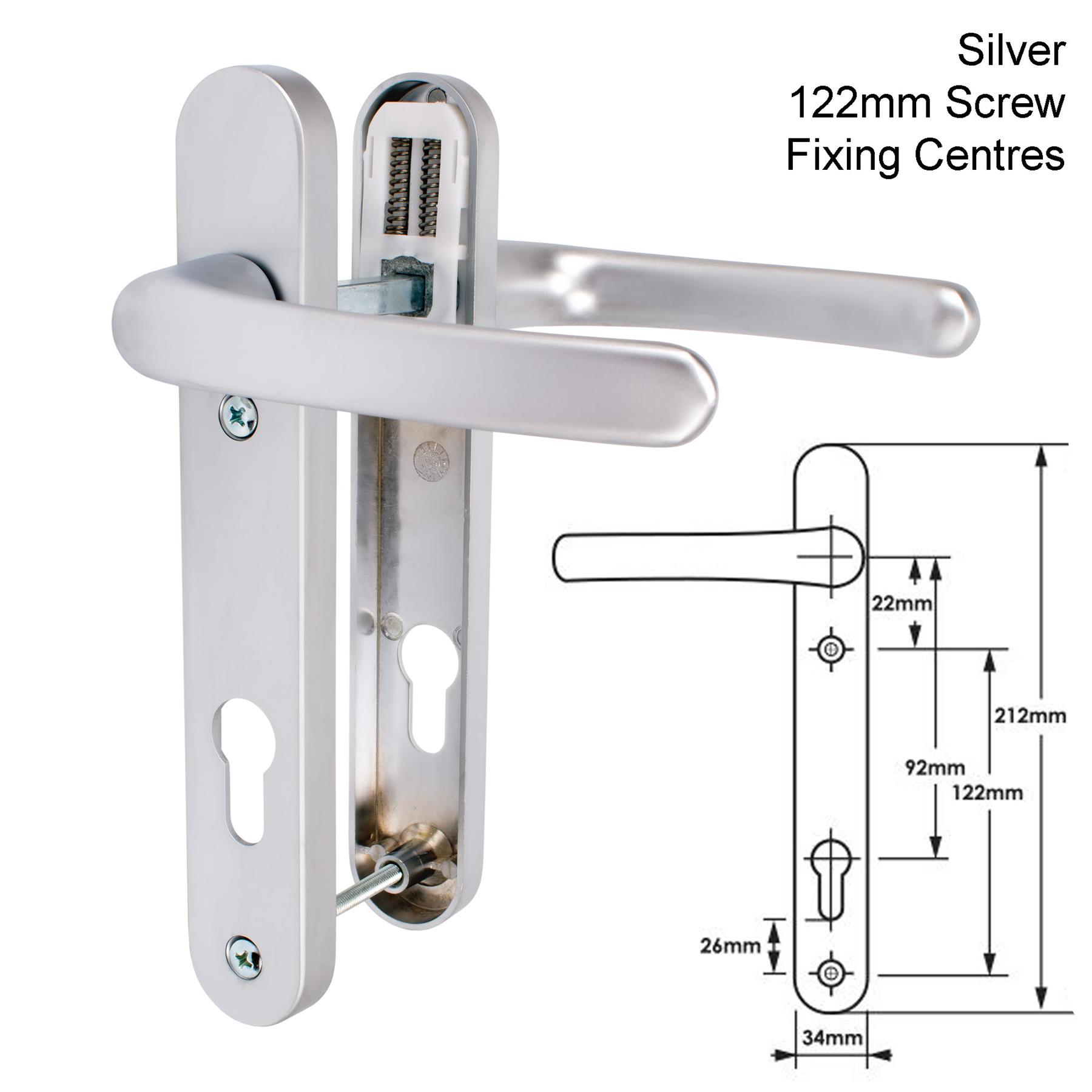 UPVC Door Handle TSS Sprung Lever Pair Set 92mm 92PZ 122mm 210mm 215mm Fixings - Picture 25 of 30