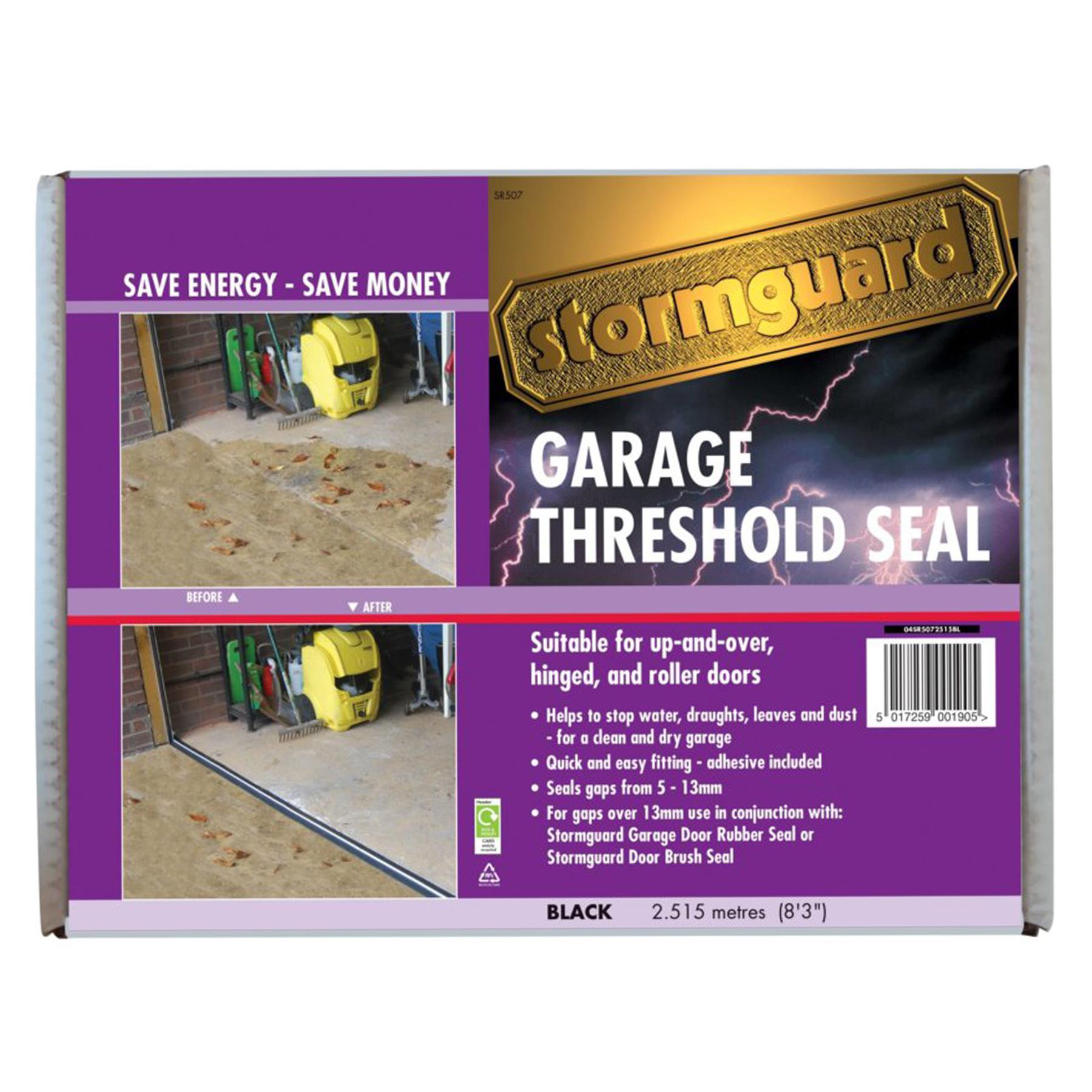 STORMGUARD GARAGE DOOR Floor Threshold Rubber Draught Excluder Weather