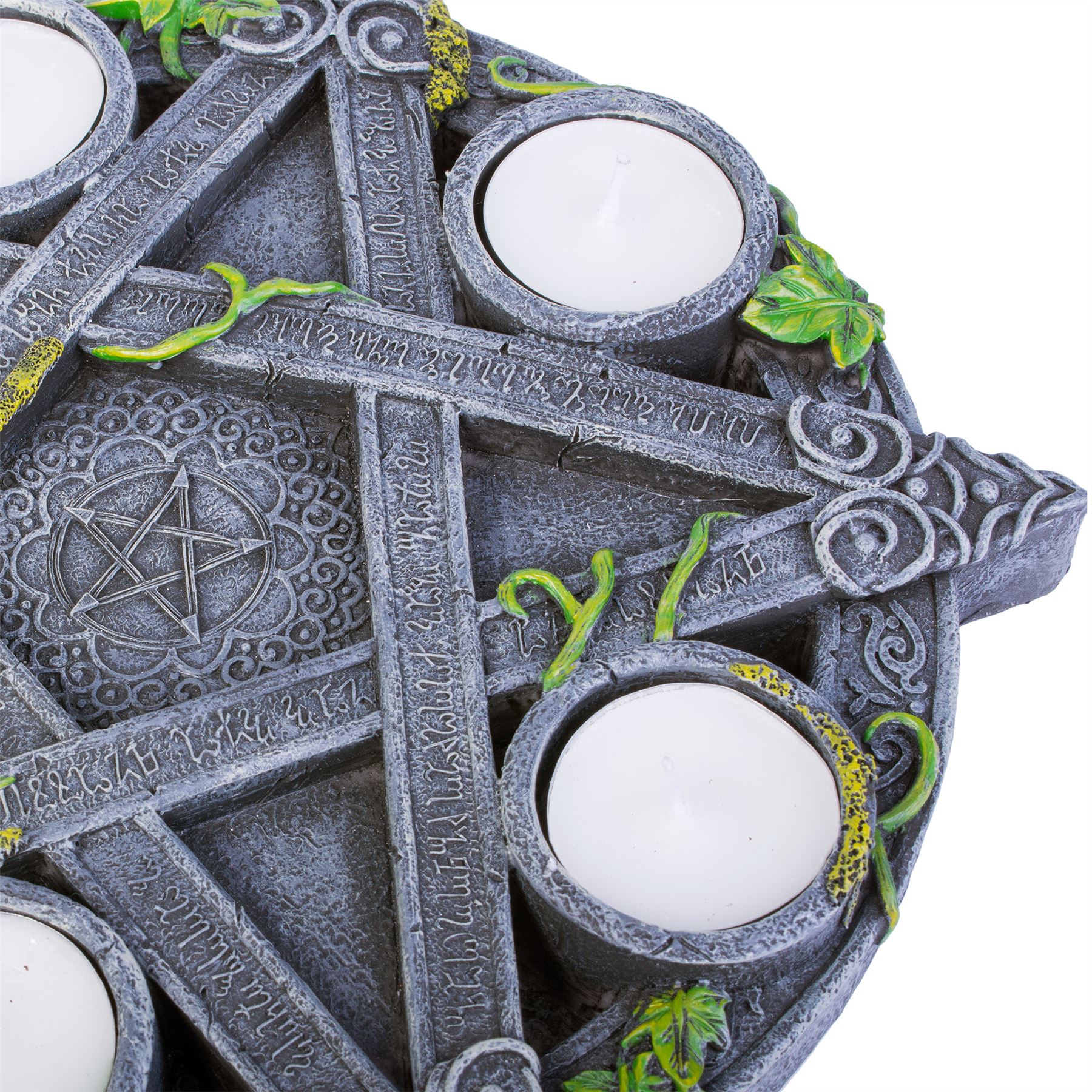 Pentagram Tea Light Holder 25cm Wide Candle 5 Tea Lights Wicca Nemesis